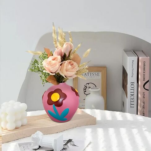 Ceramic Vase Living Room Creative Painted Ornament Home Flower Arrangement Decoration Vase in Saudi Arabia
