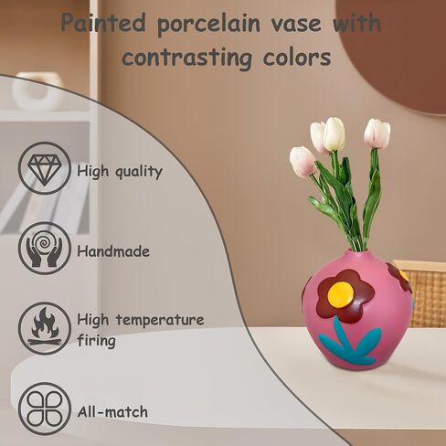 Ceramic Vase Living Room Creative Painted Ornament Home Flower Arrangement Decoration Vase in Saudi Arabia