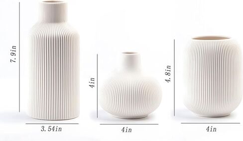 مجموعة مزهرية من السيراميك من 3 ، المزهريات الزخرفية ديكور المنزل الحديثة مزهريات الفخار الحد الأدنى للباقة بامباس العشب المجففة الطازجة ، رف الكتب ، غرفة المعيش in Saudi Arabia