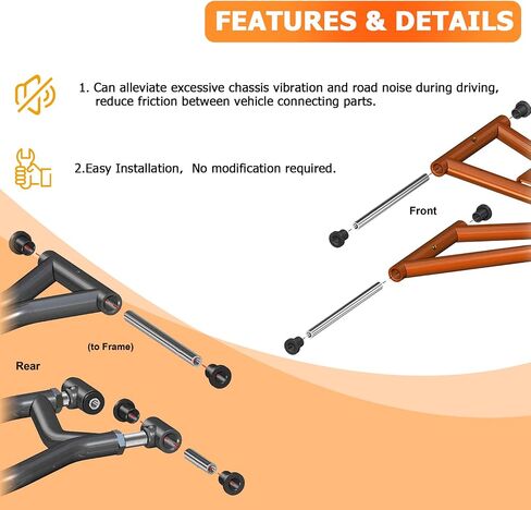 التعليق الأمامي والخلفي بطانات A-ARM Kit HDPE الصلب مجموعة الذراع الثقيلة الذراع الذراع مجموعة متوافقة مع Polaris Ranger XP Crew 900 2013-2019 in Kuwait