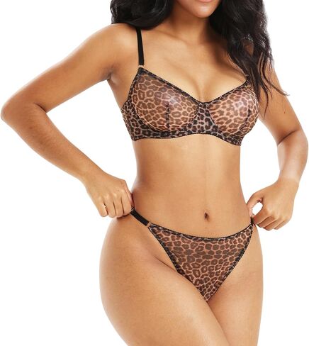 Lingerie Sets for Women Sexy Mesh Sheer Underwire Push Up See Through Bra and Panty Sets in Saudi Arabia