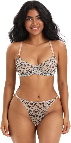 Lingerie Sets for Women Sexy Mesh Sheer Underwire Push Up See Through Bra and Panty Sets in Saudi Arabia