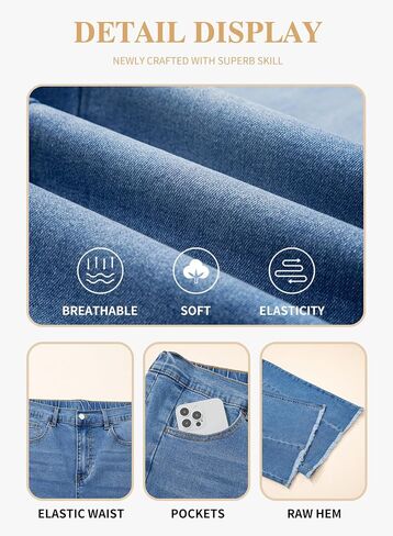 Eytino Women's Plus Size Wide Leg Jeans Elastic High Waist Stretchy Raw Hem Denim Pants with Pockets(1X-5X) in Saudi Arabia