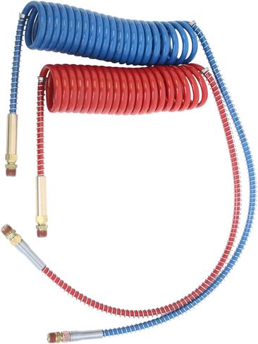 مجموعة لفائف خط الفرامل الهوائية 15 قدم نايلون Red & Blue Brass Brass Service Semi Truck Blue Service و Red Emergency Air Hose in Kuwait