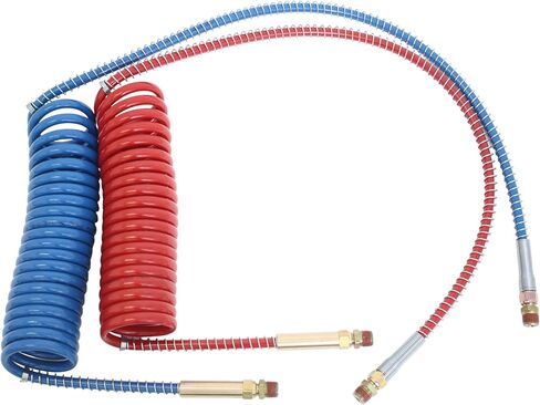 مجموعة لفائف خط الفرامل الهوائية 15 قدم نايلون Red & Blue Brass Brass Service Semi Truck Blue Service و Red Emergency Air Hose in Kuwait