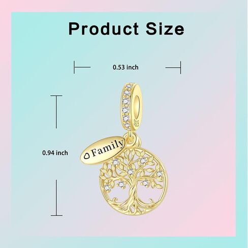 925 Sterling Silver Charm Golden Family Tree Sparkling Cross Cute Dragon Charms Fits Bracelets Necklace Pendant Bead Jewelry Gift for Women Family Friends in Kuwait