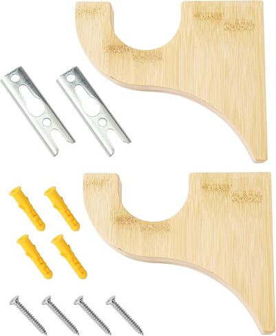 2 Pack Wooden Curtain Rod Brackets, Multipurpose Curtain Rod Holders for Hanging Drapes, Wood Brackets 3-1/2" Return Bracket for 2" Pole, Wooden Hooks for Bathroom, Bedroom, Livingroom, Kitchen in Saudi Arabia