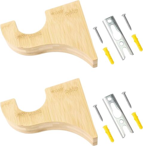 2 Pack Wooden Curtain Rod Brackets, Multipurpose Curtain Rod Holders for Hanging Drapes, Wood Brackets 3-1/2" Return Bracket for 2" Pole, Wooden Hooks for Bathroom, Bedroom, Livingroom, Kitchen in Saudi Arabia