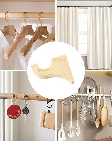 2 Pack Wooden Curtain Rod Brackets, Multipurpose Curtain Rod Holders for Hanging Drapes, Wood Brackets 3-1/2" Return Bracket for 2" Pole, Wooden Hooks for Bathroom, Bedroom, Livingroom, Kitchen in Saudi Arabia