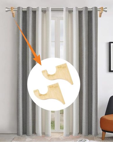 2 Pack Wooden Curtain Rod Brackets, Multipurpose Curtain Rod Holders for Hanging Drapes, Wood Brackets 3-1/2" Return Bracket for 2" Pole, Wooden Hooks for Bathroom, Bedroom, Livingroom, Kitchen in Saudi Arabia