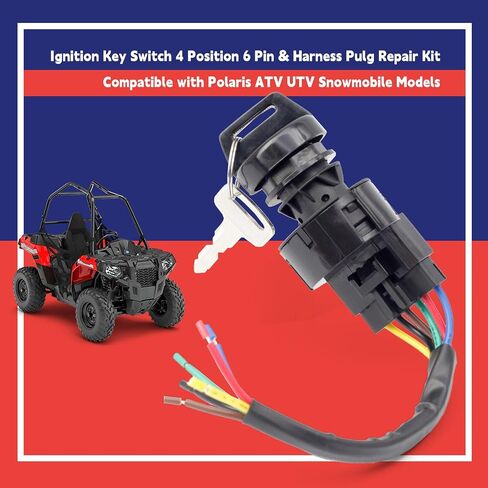 4012166 4011142 2878509 مفتاح الإشعال التبديل 4 الموضع 6 Pin & Harness Pulg Kit متوافق مع Polaris Ranger 400/500/570/800-mid-size/etx/ev-li-ion RZR 570-Base Ace 325/500/500/900 in Saudi Arabia