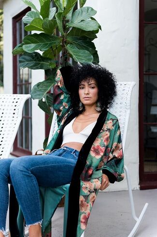KIM+ONO Women's Kimono Wrap - Watercolor Floral, Charmeuse Kimono Wrap for Women and Men in Saudi Arabia