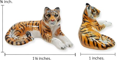 Tiny 2½" Standing Tiger Figurine - Miniature Hand Made Painted Ceramic Tigers Panthera Tigris Wild Cat Mammal Forest Animals Porcelain Decorative Collectible Figurines Décor Gifts in Saudi Arabia