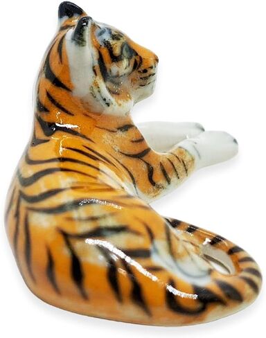 Tiny 2½" Standing Tiger Figurine - Miniature Hand Made Painted Ceramic Tigers Panthera Tigris Wild Cat Mammal Forest Animals Porcelain Decorative Collectible Figurines Décor Gifts in Saudi Arabia