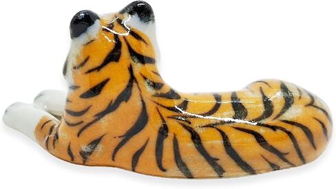 Tiny 2½" Standing Tiger Figurine - Miniature Hand Made Painted Ceramic Tigers Panthera Tigris Wild Cat Mammal Forest Animals Porcelain Decorative Collectible Figurines Décor Gifts in Saudi Arabia