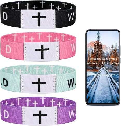 4PCS Daily Bible Verse WWJD Bracelet, Christian Jesus Wearable Bracelet for Women Men - What Would Jesus Do Bracelet in Saudi Arabia