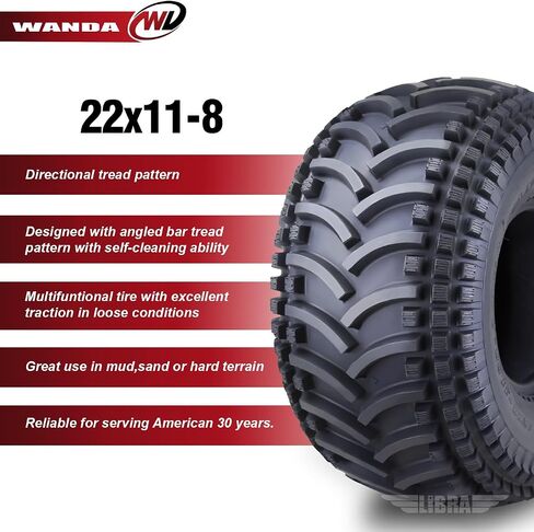 Wanda 2 New ATV Tires 22x11-8 22x11x8 4PR - 10135 in Kuwait