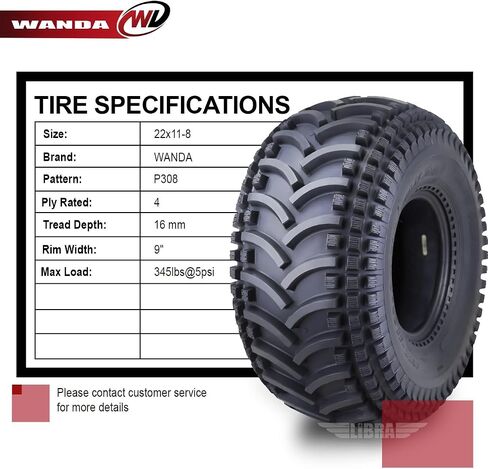 Wanda 2 New ATV Tires 22x11-8 22x11x8 4PR - 10135 in Kuwait