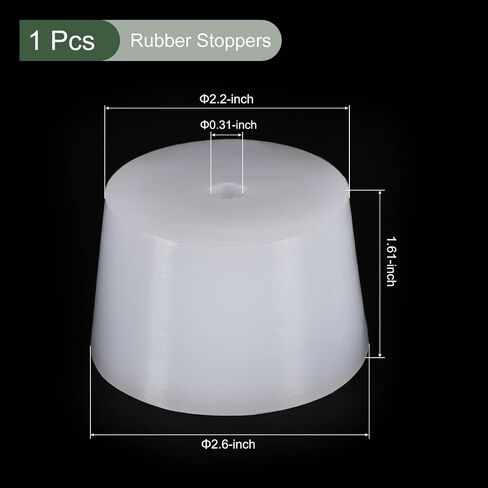 YOKIVE Silicone Rubber Stoppers with Hole, Tapered Plugs with High-Temperature Resistance | Protect Hole, Great for Lab Industry (White, 52mm to 59.7mm) in Saudi Arabia