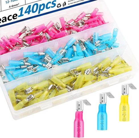 smseaces 80pcs 22-10AWG Piggy Back Spade Terminal Connectors 6.3mm(1/4") Piggyback Wire Connectors for Automotive,Audio systems,Household Appliances Double spade connector in Saudi Arabia