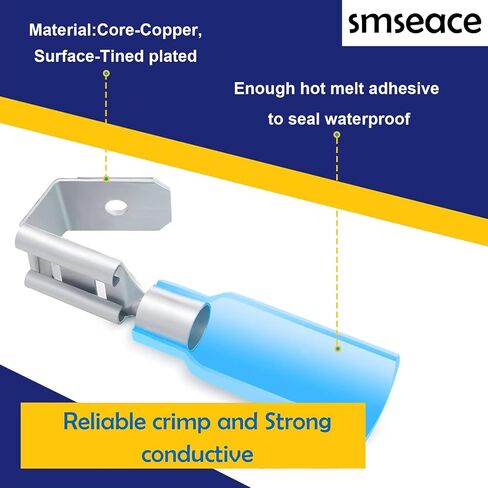 smseaces 80pcs 22-10AWG Piggy Back Spade Terminal Connectors 6.3mm(1/4") Piggyback Wire Connectors for Automotive,Audio systems,Household Appliances Double spade connector in Saudi Arabia