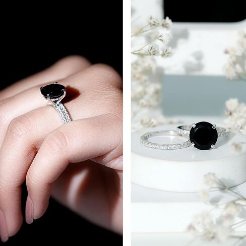 Certified Lab Grown Black Diamond Bridal Ring Set, AAAA Quality, Black Diamond Moissanite Engagement Ring with Enhancer in Saudi Arabia