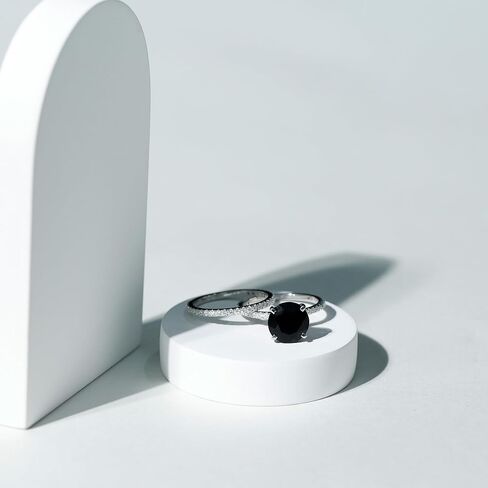 Certified Lab Grown Black Diamond Bridal Ring Set, AAAA Quality, Black Diamond Moissanite Engagement Ring with Enhancer in Saudi Arabia