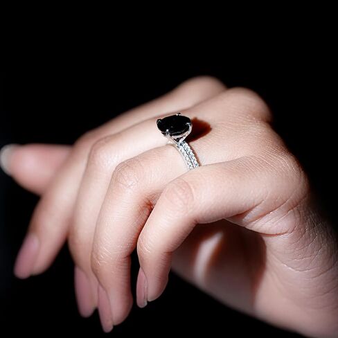 Certified Lab Grown Black Diamond Bridal Ring Set, AAAA Quality, Black Diamond Moissanite Engagement Ring with Enhancer in Saudi Arabia
