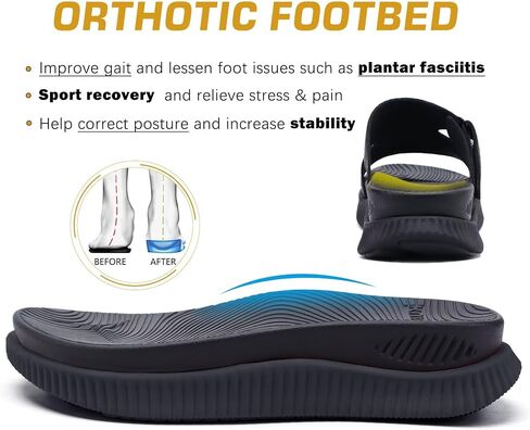 KuaiLu Womens Fashion Orthotic Slides Thick Cushion Recovery Sandals Ladies Slip On Walking Sandles With Comfortable Plantar Fasciitis Arch Support Indoor Outdoor in Saudi Arabia
