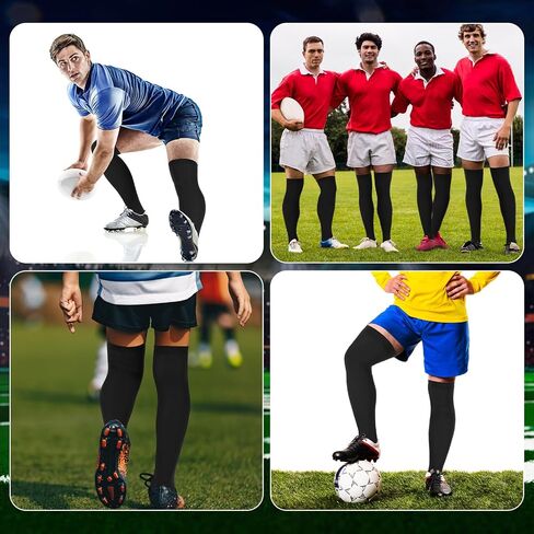 Hicarer 6 Pairs High Baseball Socks over Knee Football Softball Sock Youth Combo Long Sport Men Tube Socks Women in Saudi Arabia