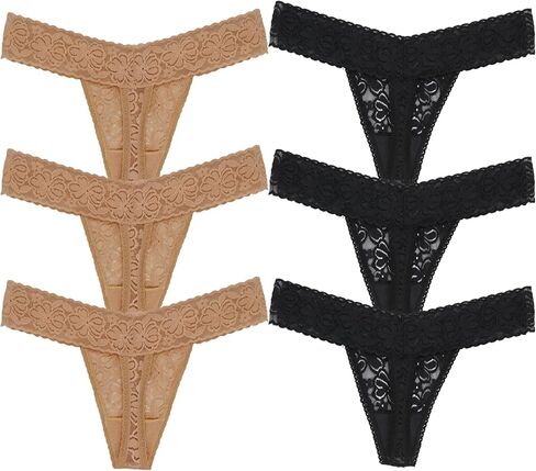 Lace Thongs For Women Plus Size Sexy Underwear Soft Panty Stretch Tangas Womens Thong Underwear Size XS-5XL Pack 6 in Kuwait