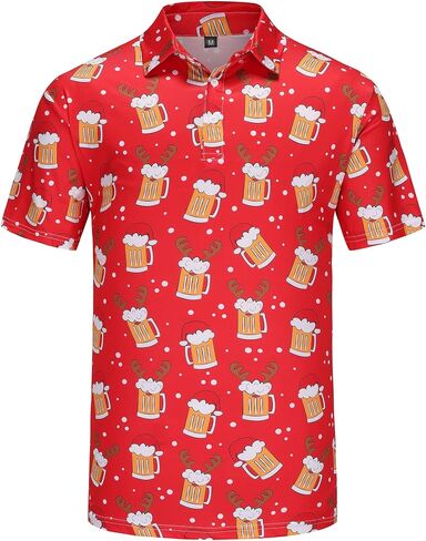 Mens Christmas Golf Polo Shirts Short Sleeve Funny Christmas Golf Shirts Ugly Santa Claus Shirts for Men in Saudi Arabia