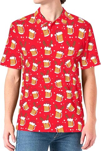Mens Christmas Golf Polo Shirts Short Sleeve Funny Christmas Golf Shirts Ugly Santa Claus Shirts for Men in Saudi Arabia