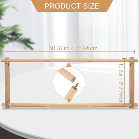 Embroidery Tapestry Scroll Frame, Cross Stitch Frame, Easy to Use Natural Beech Wood Embroidery Hoop Holder, Hands Cross Stitch Supplies for Art Craft Sewing Needlework Projects in Kuwait