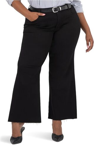 KUT from the Kloth Women's Plus Meg High Rise Fab Ab Wide Leg Raw Hem-Long Inseam in Saudi Arabia
