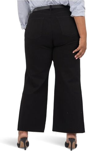 KUT from the Kloth Women's Plus Meg High Rise Fab Ab Wide Leg Raw Hem-Long Inseam in Saudi Arabia