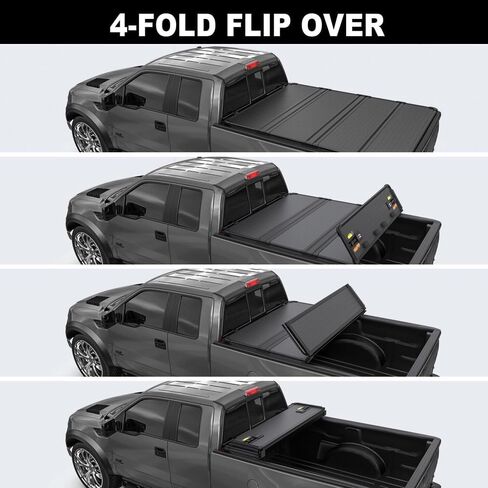 4-Fold 5.5FT Hard Solid Truck Bed Tonneau Cover for 2009-2014 Ford F150 w/Lamp in Saudi Arabia