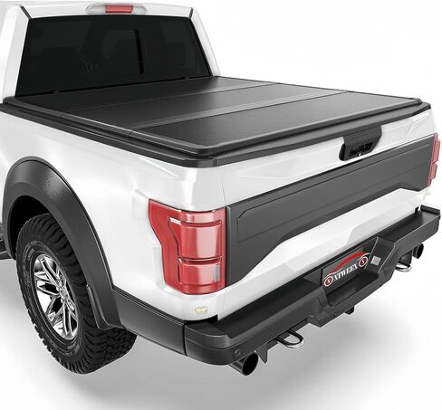 6.75 'Hard Tri-Fold Truck Bed Tonneau Cover متوافق مع 1999-2025 Ford F-250 F-350 Super Duty | سرير StyleSide 6.75 '(81 ") ، سرير 6.8 قدم أسود | سرقة | مقاومة للماء | الألياف الزجاجية in Kuwait