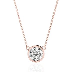 14K Gold Bezel Lab Grown Diamond Pendant | جولة Solitaire الإطار مجموعة قلادة للنساء | معتمد من IGI (1/4CT إلى 3.00 CTTW ، E-F ، وضوح VS1-VS2) سلسلة 18 بوصة in Kuwait