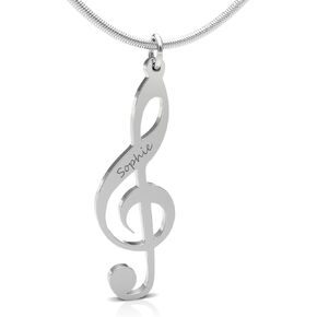 ملاحظة الموسيقى الشخصية Treble Clef Name Netlace في .925 الفضة الاسترليني أو الذهب مطلي. اختر أي اسم أو رسالة. يتضمن سلسلة مطابقة 20 ". مثالية لمحبي الموسيقى أو الموسيقيين. in Saudi Arabia