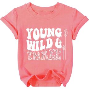 3 Year Old Girl Birthday Gift Young Wild and Three Shirt Toddler Girls 3rd Birthday Tie Dye Tshirt in Kuwait