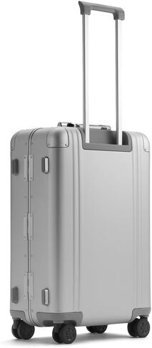 ZERO Halliburton Classic Aluminum 3.0 Medium Zipperless Luggage, Hardside Suitcase with Wheels, Auto-Return Pull Handle, Double Latch Locks- TSA Accepted, Interior Divider, 24-Inch, 59L, Silver in Kuwait