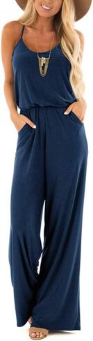 INFITTY Women's Summer Sleeveless Spaghetti Strap Sexy Jumpsuit Rompers Wide Leg Pants Suit in Saudi Arabia