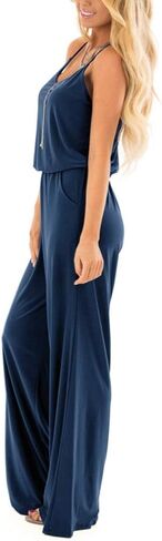 INFITTY Women's Summer Sleeveless Spaghetti Strap Sexy Jumpsuit Rompers Wide Leg Pants Suit in Saudi Arabia
