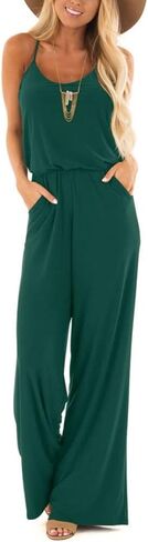 INFITTY Women's Summer Sleeveless Spaghetti Strap Sexy Jumpsuit Rompers Wide Leg Pants Suit in Kuwait