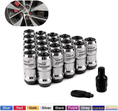 Volk Racing مخفي Heptagon Formula عجلات الصلب قفل Lug Nuts حافة حافة إغلاق نهاية M12x1.25 M12x1.5 Burning Blue 20pcs/Set (اللون: أسود ، الحجم: M12x1.5) in Kuwait