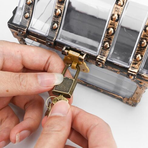Treasure Chest Box, Small Pirate Treasure Case with Lock and Key, Transparent Jewelry Storage Container Display Toy Candy Seashell Gemstone Crystal Keepsake Gift, Retro Nautical Home Decor 5''x4.5'' in Saudi Arabia
