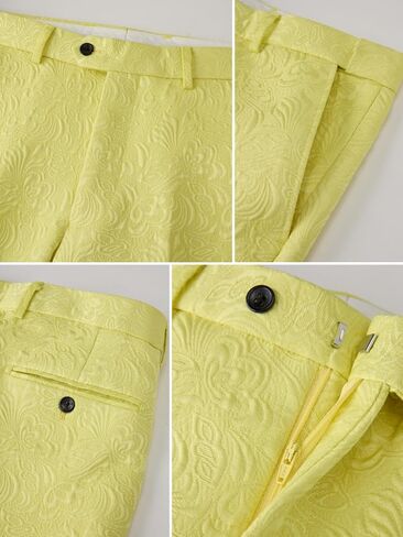 Men's Suit 2-Piece Floral Jacquard Shawl Lapel Jacket Double-Breasted Blazer & Pants Set for Wedding Prom Party in Kuwait