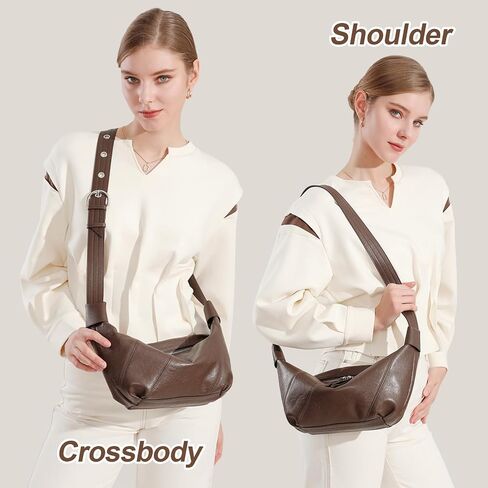 Hobo Bags for Women Soft Crossbody Shoulder Purses Slouchy Genuine Leather in Kuwait