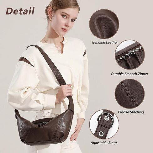 Hobo Bags for Women Soft Crossbody Shoulder Purses Slouchy Genuine Leather in Kuwait